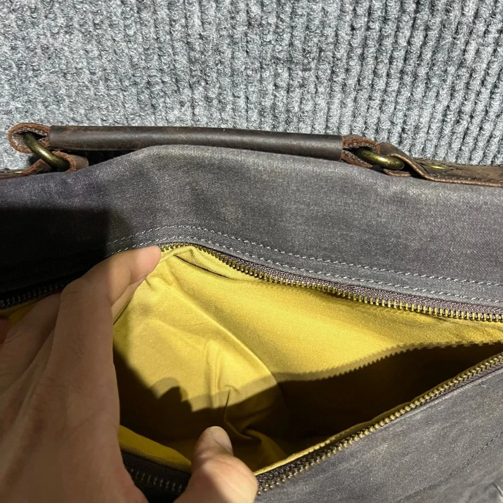 Emissary Messenger Bag Mens OS Grey Waxed Canvas Leather Laptop Satchel Rugged